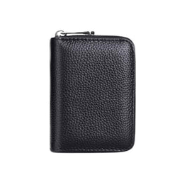 MOMISY PU Leather Credit Debit Card Holder Wallet Card RFID Blocking Secure Card Case ID Case Organizer Holder Zipper Wallet Coin Purse for Men & Women (Black)