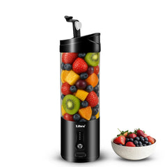 Libra Plastic Portable Blender, USB Rechargeable Blender Juicer with 6 Blades, 530ml Capacity, 4000mAh Battery, 235W Motor, Waterproof Portable Juicer for Travel, Gym & Office (Transparent Black)