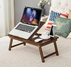 Brown Art Shoppee Laptop Table Adjustable Fold-able Coffee Table with one Drawer and I Ped Stand (Brown)