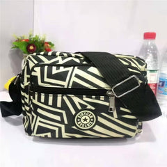 MOMISY Women Mobile Messenger cellphone Bag Ladies Nylon Shoulder Cross Body Long Strap for College, Outing, Travelling, Work (Medium, BlackGeometric)