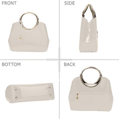 SYGA Leather Glossy Women's Bag Bride Wedding Handbag Women's One Shoulder Crossbody Stylish Bag(WHITE)