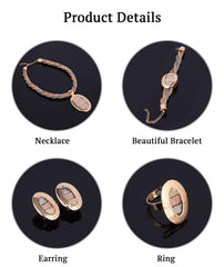 SYGA Pack of 4 Jewelry Set Bridal Banquet Jewelry Set Necklace,Earrings,Bracelet,Ring Set for Party Wedding Festive for Women & Girls Accessories