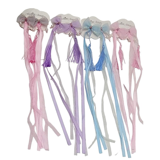 SYGA 4 Pairs Baby Hair Pin For Girl Wig Claw Clips Hair Accessory For All Type of Infant Toddler Baby Hairs Bow Pattern - Set of 4 (Color & Design May Vary), Multicolour