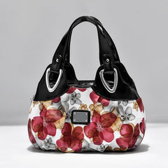 SYGA Women's Printed PU Leather Hobo Bag, Multiple Colors and Patterns, Crossbody Shoulder(BLACK FANTASY RED FLOWER)