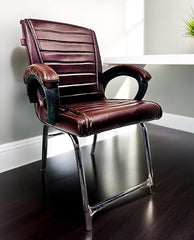RATISON Special Director Principal Manager Office Visitor with arm Rest with Double Pipe Frame and Cushioned seat Back (2, Black, Double Pipe Frame)