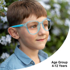 SYGA Children's Lightweight Anti-Blue Light Glasses Round Frame Comfortable Kids For Age 4-12Years old(Transparent orange frame orange legs)