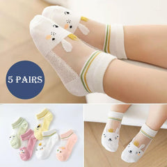 MOMISY 5 PairTube Ankle Socks for Toddlers Infant s Baby Girl Boys Kids (IN, Age, 6 Years, 8 Years, ThinAnimal)