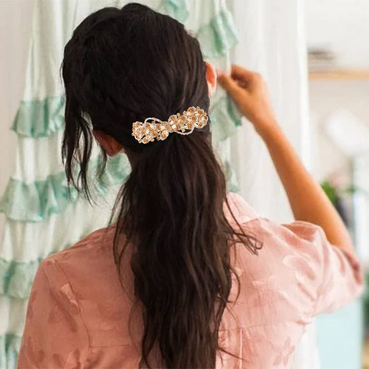 SYGA Female Elegant Mother Headwear Clip Top Clip One Word Clip Ponytail Clip Horizontal Clip - Champagne