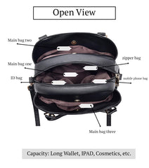 SYGA Women's Bags Soft Leather Middle-Aged And Elderly Women's Bags Single Shoulder Crossbody Bag(Black)