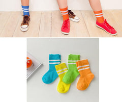 MOMISY Striped Tube Ankle Socks for Toddlers, 4 Pairs, Boys and Girls (IN, Age, 12 Months, 24 Months, 4B)