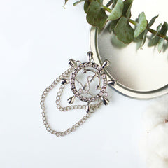 SYGA Men's & Women Suit Shirt Stud Lapel Pin Chain Tassel Brooch Pin with Silver Rudder Crystal Chain