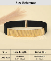 SYGA Decorative Belt For Women, Metal Elastic Waistband, Fashionable Fish Scale Pattern Elastic Wide Belt, Versatile For Dresses And Dresses(Gold)