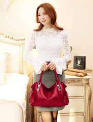 SYGA Women's Large Capacity Casual Crossbody Bag, One Shoulder Strap, Pu Leather Handbags(Burgundy)