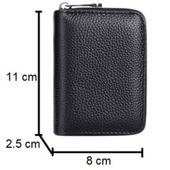MOMISY PU Leather Credit Debit Card Holder Wallet Card RFID Blocking Secure Card Case ID Case Organizer Holder Zipper Wallet Coin Purse for Men & Women (Black)