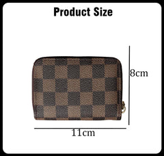 SYGA New Chex Design Card Bag Fashion Multi-Card Business Card Bag Zipper Coin Purse Card Holder Supports(CHEX-Brown-Style-1)