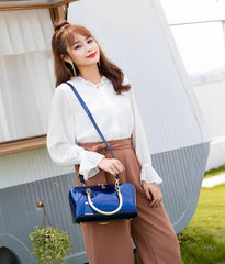 SYGA Gloosy versatile patent leather women's bags, texture and personality, portable Handbag, crossbody bag(ROYAL BLUE)