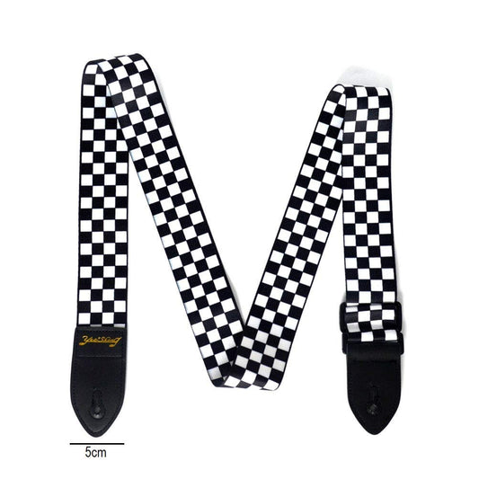 SYGA Printed Design Cotton Nylon Guitar Strap(Black & White)