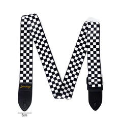 SYGA Printed Design Cotton Nylon Guitar Strap(Black & White)