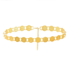 SYGA Women's Cross-Border Ethnic Retro Ring Coin Design Waist Chain Ladies Decorative Belly Dance Metal Belt(Gold)