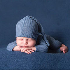 MOMISY Stretchable Bodysuit & Cap for Baby Boys Photography Photoshoot Props Costume-Blue