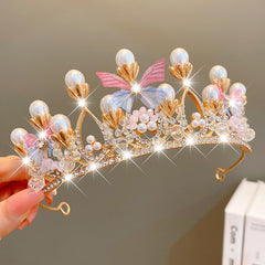SYGA Girls Crystal Tiara Crown Women Flower Butterfly Princess Headband Gift for Wedding Prom Birthday Party Pageant Christmas Hair Accessories Costume Party Gift Present for 8-16 Years Teens Jewelery