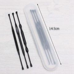 SYGA Black 3 pieces set Ear Wax Pick Remover Curettes - Better Ear Hygiene with Medical Grade Ear Cleaning Tools