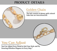 SYGA Metal Hook Adjustable Waist Chain Women's Fashion Versatile Decorative Dress Personalized Chain Waist Slim Belt(Gold)