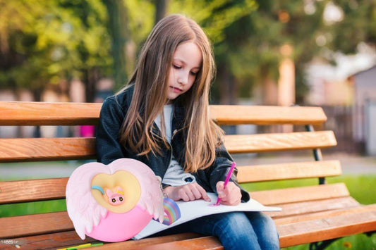 SYGA Children Angel Wings Pop It Sling Silicone Messenger Heart Design Bag Cartoon Coin Bag for Toddlers Kids (Pink)