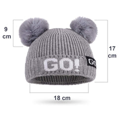 SYGA Unisex Winter Baby Cap Double pom pom Baby Woolen Cap for 1-4 Year - Beige