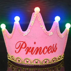 SYGA LED Flashing Happy Birthday Light Up Crowns Birthday Party Caps - Magenta