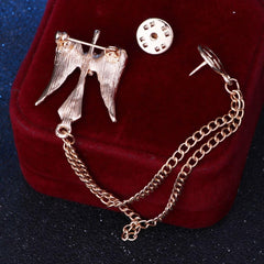SYGA Men's & Women Suit Shirt Stud Lapel Pin Chain Tassel Brooch Pin with Angel design,Crystal Chain(Gold)