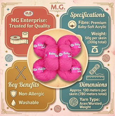 M.G ENTERPRISE MG Baby MelonKnitting Wool 200 Wool Thread for Crochet & DIY Craft Projects