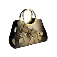 SYGA Women's Dumpling Handbag – Floral Accent Soft Tote with Zipper Closure & Elegant Daily Shoulder Bag