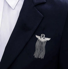 SYGA Men's & Women Suit Shirt Stud Lapel Pin Chain Tassel Brooch Pin with Crystal Chain(Badge Tassel silver)