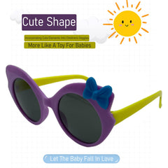 SYGA Children's Goggles Panda Style Bow Tie Sunglasses Anti-UV Lens Eyewear Kids Sunglasses (Blue Frame Pink Legs)