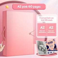 SYGA A3 Children's 90 Pages Diamond Painting Storage Book,Diamond Painting Portfolio Award Collection Album Painting Art Work Storage Bag Drawing Paper Folder(A3+A4* can hold 180 sheets Pink)