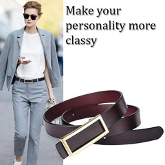 SYGA Women's Belt PU Leather Genuine Cowhide, Simple And Fashionable Decorative Suit Trouser Belt(Coffee)
