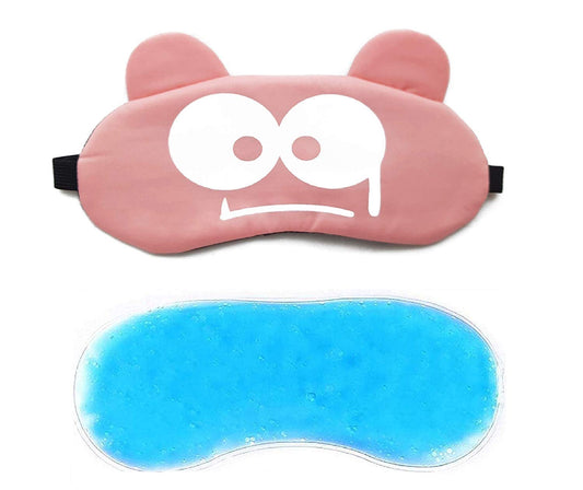SYGA Cartoon Gel Ice Sleep Eye Mask Adjustable Head Strap Funny Eye Mask for Sleeping (Sad Eye Pink)