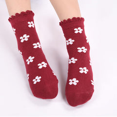 MOMISY 5 Pairs Tube Socks for children Toddlers Infant Baby Girl Boys (Checks Flower, 6 Year to 8 Year)
