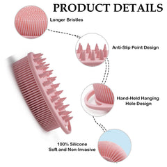 MOMISY Ultra Soft 2-in-1 Body & Shampoo Brush, Exfoliating Silicone Bath Scrubber, Premium Silicone Loofah, Scalp Massager (Pink)