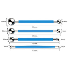 SYGA DIY Cake Tools, AmyTalk 4Pcs Metal Ball Baking Fondant Cake Tools Stainless Steel 8 Head Pen for Sugar Flower