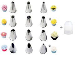 SYGA Stainless Steel Russian Piping Nozzles for Cake Decoration (Set of 12)(Silver)