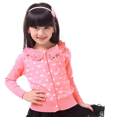MOMISY Baby Girls Kids Children Infant Winter Sweater Jacket Front Button Open Cardigan-Polka Dots (2 to 3 Year, Light Pink)