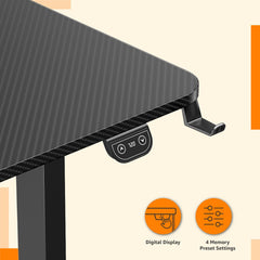 amazon basics Multipurpose Electric Wood Table Desk | Adjustable Height | Ergonomic | Sit & Standing Desk | Digital Display with Memory Preset Option (Black)