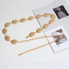 SYGA Women's New Waist Chain Dress Suit Accessories Belt Chain Retro Versatile(Golden)