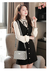 MOMISY Shoulder Sling Bag with Long Strap for Women Zipper Closure Handbags Ladies Crossbody Purse (BrownBlack Chess)