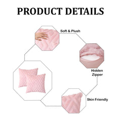 MOMISY Corduroy Cushion Throw Pillow Covers, Diamond, 45 x 45 cm, 18 x 18 inch (5, Pink5)