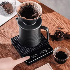 Gadgetronics Smart Coffee Scale with Timer, Rechargeable Digital Scale for Coffee Weighing, 0.1g - 3 kg, LED Touchscreen | USB Rechargeable, Heat-Resistant, Ideal for Baristas & Manual Brewing