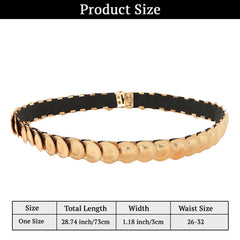 SYGA Waist Belt for Women, Metal Stretchable Buckle Belt Decorative Thin Belt(Gold)