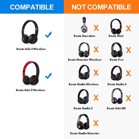 Syga Extra Thick Replacement Earpads for Beats Solo 2 & 3 - Ear Pads for Beats Solo 2 & 3 Wireless ON-Ear Headphones - Soft Leather, Luxury Memory Foam, Strong Adhesive | Black